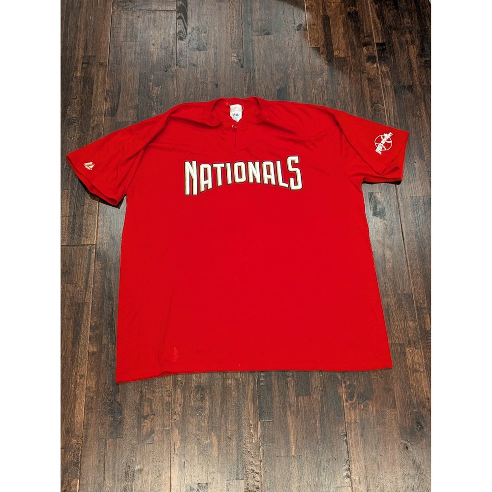 Vintage Majestic 90s Washington‎ Nationals Henley T-Shirt Mens 2XL MLB Baseball